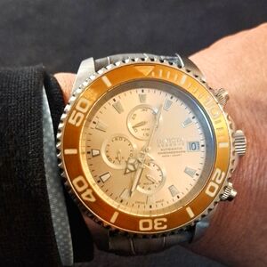 Invicta Gold and Silver Swim Watch with Chronograph Features